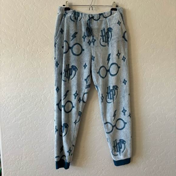 Harry Potter Wizarding World Blue 2 Piece Jogger Lounge Set Large Cozy Pajamas - Picture 5 of 8